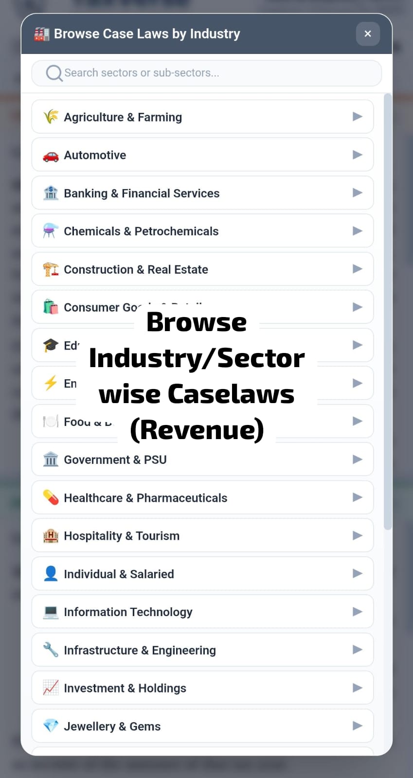 Browse industry-wise caselaws
